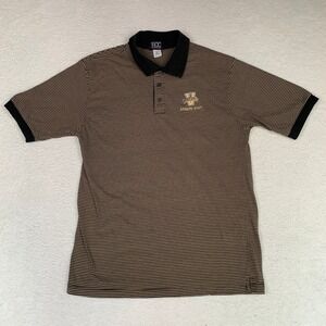 VTG Vanderbilt Athletic Staff Polo Shirt Mens L Striped 100% Cotton Made In USA